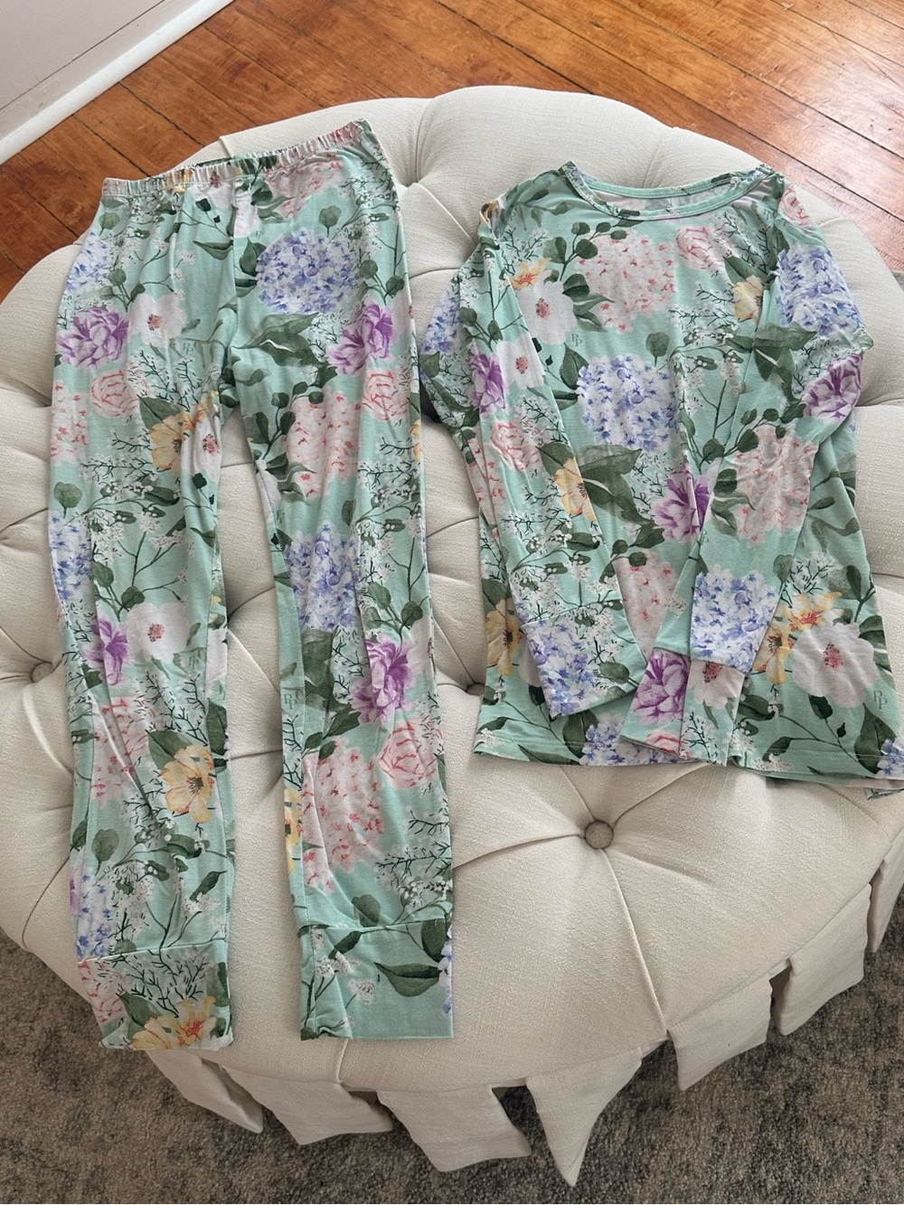 Posh Peanut Mint Floral Long Sleeve Pajama Set